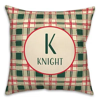 Kirkland's Personalized Christmas Plaid Monogram Pillow In Multi