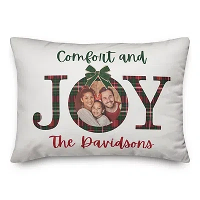 Kirkland's Personalized Comfort And Joy Plaid Pillow In White