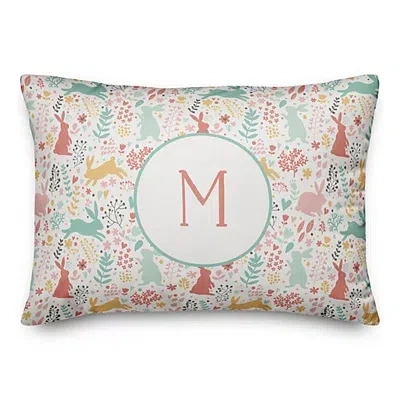Kirkland's Personalized Easter Bunny Pattern Outdoor Pillow In Multi