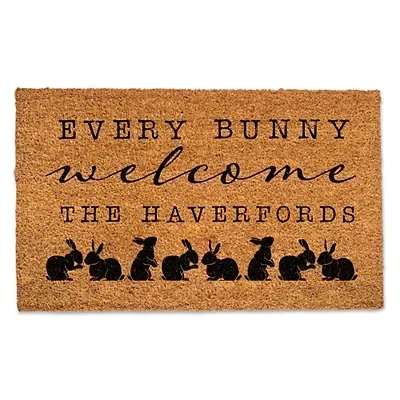 Kirkland's Personalized Every Bunny Welcome Doormat In Brown