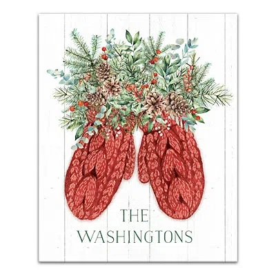 Kirkland's Personalized Joyful Mittens Canvas Art Print In Multi