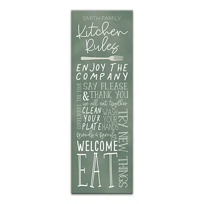 Kirkland's Personalized Kitchen Rules Canvas Wall Plaque In Green