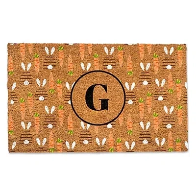 Kirkland's Personalized Monogram Bunny And Carrot Doormat In Brown