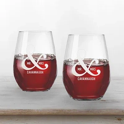 Kirkland's Personalized Mr. & Mrs. Wine Glasses In White