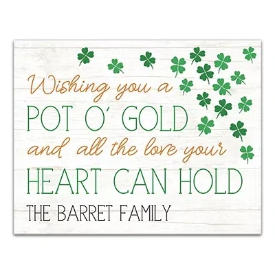 Kirkland's Personalized Pot O Gold And Love Canvas Art Print In White