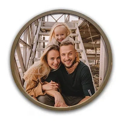 Kirkland's Personalized Round Photo Brown Wood Framed Print