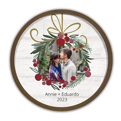 Kirkland's Personalized Round Wreath Brown Framed Wall Plaque In Multi