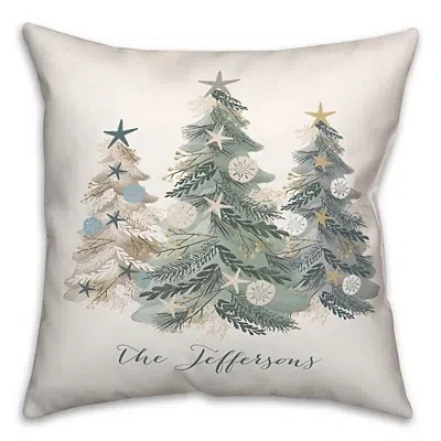 Kirkland's Personalized Seaside Christmas Trees Pillow In Multi