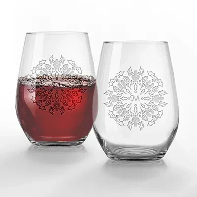 Kirkland's Personalized Snowflake Wine Glasses In Transparent
