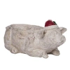 Kirkland's Pig With Christmas Hat Decorative Bowl In Gray