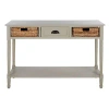 Kirkland's Pine Wood Rattan Drawer Console Table In Neutral