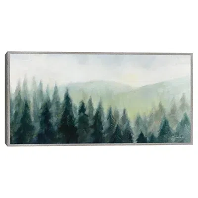 Kirkland's Pines In The Mist Framed Canvas Art Print In Green