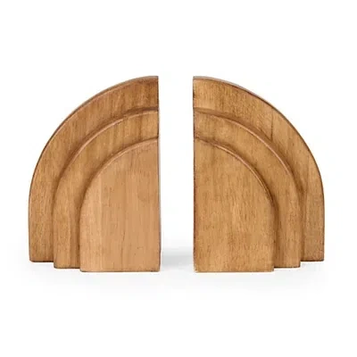 Kirkland's Pinewood Arch Bookends In Brown
