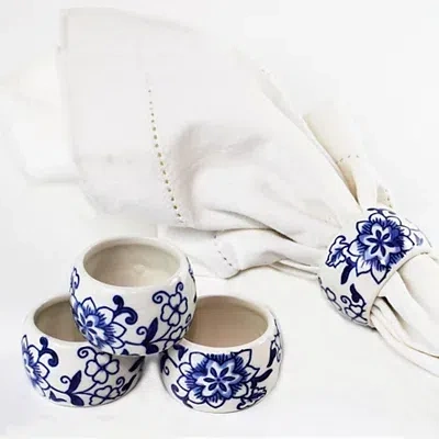 Kirkland's Pip Vintage Blue Floral Napkin Rings In Multi
