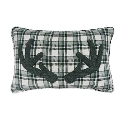 Kirkland's Plaid Antlers Lumbar Pillow In Black