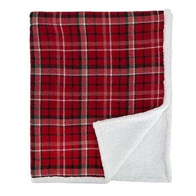 Kirkland's Plaid Sherpa Throw In Red