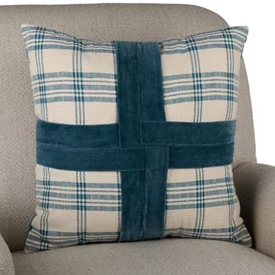 Kirkland's Plaid Velvet Cross Pillow In Green