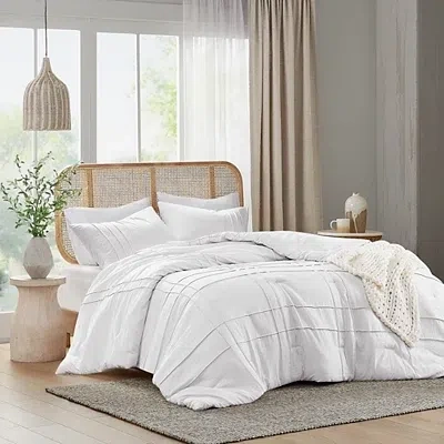 Kirkland's Pleated Grid Queen Comforter Set In White