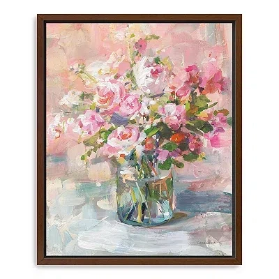 Kirkland's Plentiful Bouquet Framed Canvas Art Print In Pink