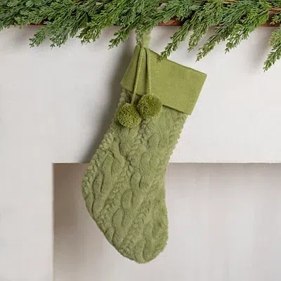 Kirkland's Plush Cable Knit Stocking In Green