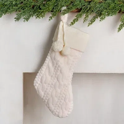 Kirkland's Plush Cable Knit Stocking In White