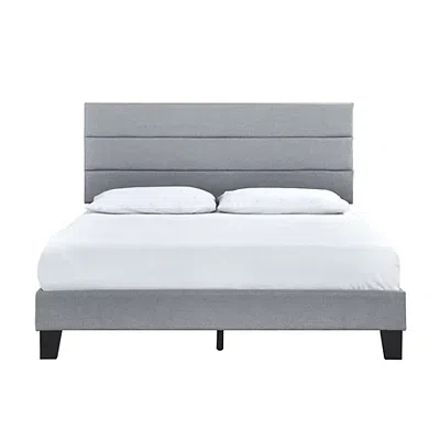 Kirkland's Plush Linen Queen Platform Bed In Gray