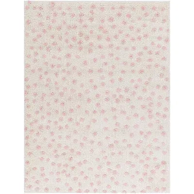 Kirkland's Plush Pink Dotted Area Rug In Multi