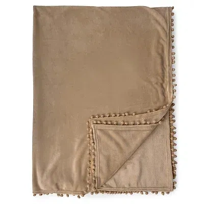 Kirkland's Plush Pom Throw In Brown