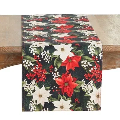 Kirkland's Poinsettias And Berries Christmas Table Runner In Multi