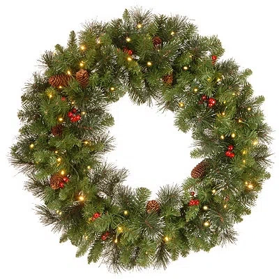 Kirkland's Pre-lit Crestwood Spruce Bristle Wreath In Multi