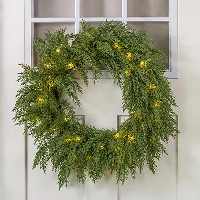 Kirkland's Pre-lit Juniper Christmas Wreath In Green