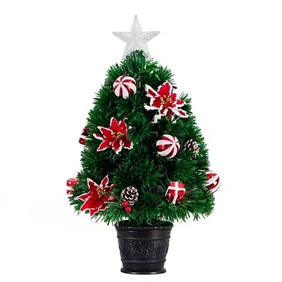 Kirkland's Pre-lit Poinsettia Christmas Tree Arrangement In Green