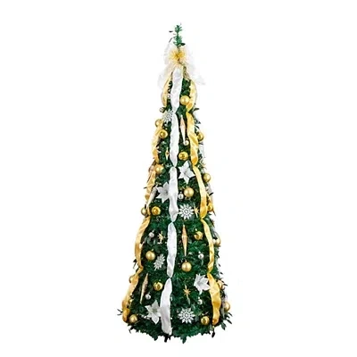 Kirkland's Pre-lit Silver & Gold Pop Up Christmas Tree In Green