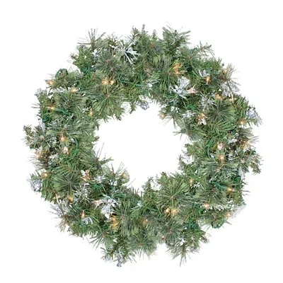 Kirkland's Pre-lit Snow Mountain Pine Wreath In Green