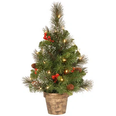 Kirkland's Pre-lit Spruce Christmas Tree In Bronze Pot In Green