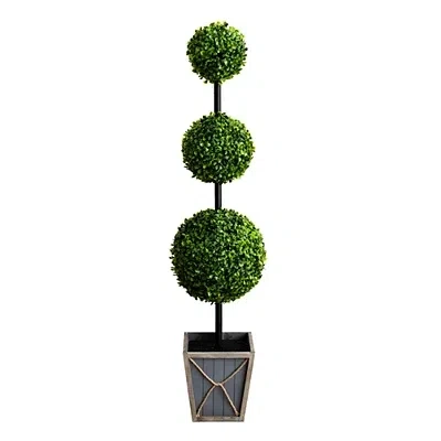 Kirkland's Pre-lit Triple Boxwood Topiary In Planter In Green