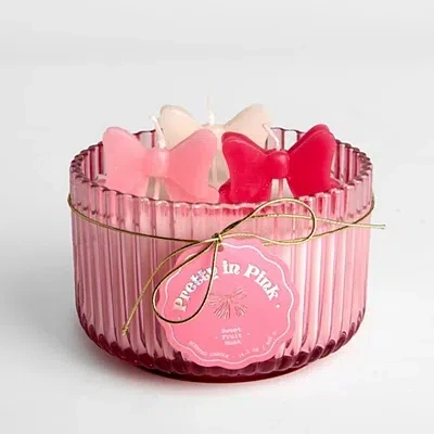 Kirkland's Pretty In Pink Bow Shaped Triple Wick Jar Candle