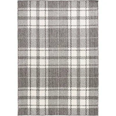 Kirkland's Priya Plaid Indoor/outdoor Area Rug In Gray