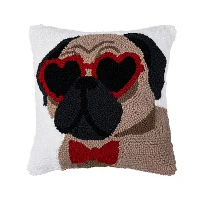Kirkland's Pugs And Kisses Hooked Pillow In Multi