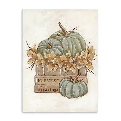 Kirkland's Pumpkin Book Stack Canvas Art Print In Multi