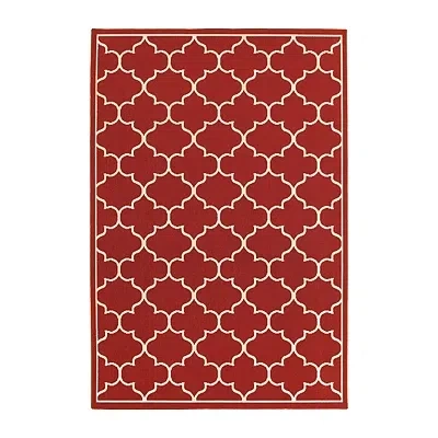 Kirkland's Quatrefoil Jenn Outdoor Rug In Red