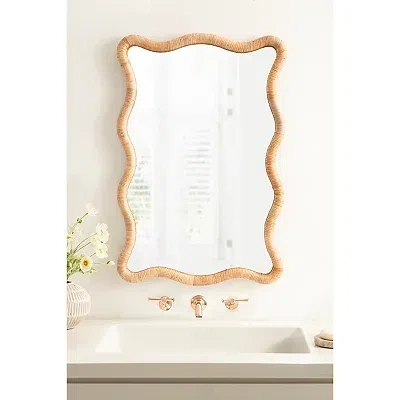 Kirkland's Rachel Natural Rattan Scalloped Wall Mirror In Gold | ModeSens