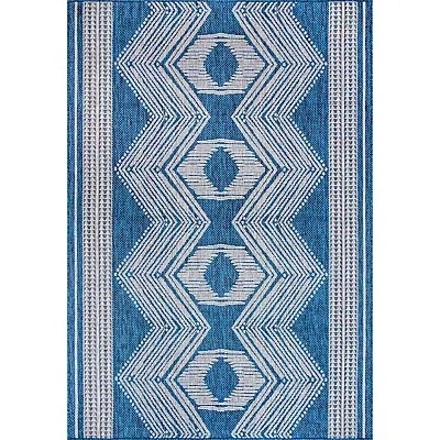 Kirkland's Raina Blue Tribal Zig Zag Outdoor Rug