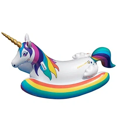 Kirkland's Rainbow Unicorn Rocker Pool Float In White