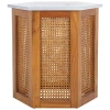 Kirkland's Rattan And Faux Marble Sophie Accent Table In Brown