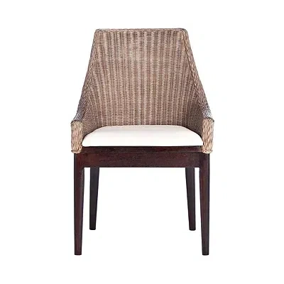 Kirkland's Rattan And Mahogany Accent Chair With Cushion In Multi