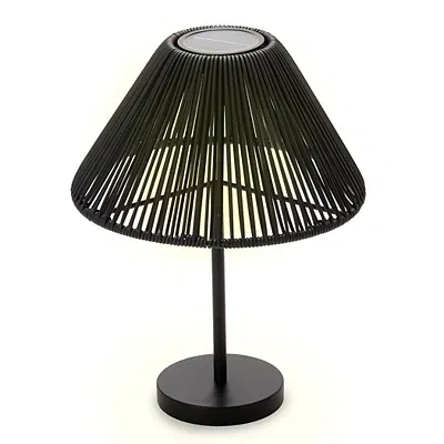 Kirkland's Rattan & Metal Solar Lamp In Black