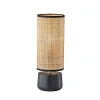 Kirkland's Rattan Cylinder Shade Black Base Table Lamp In Black