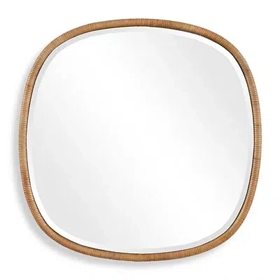 Kirkland's Rattan Round Frame Beveled Wall Mirror In Brown