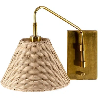 Kirkland's Rattan Wall Sconce In Gold